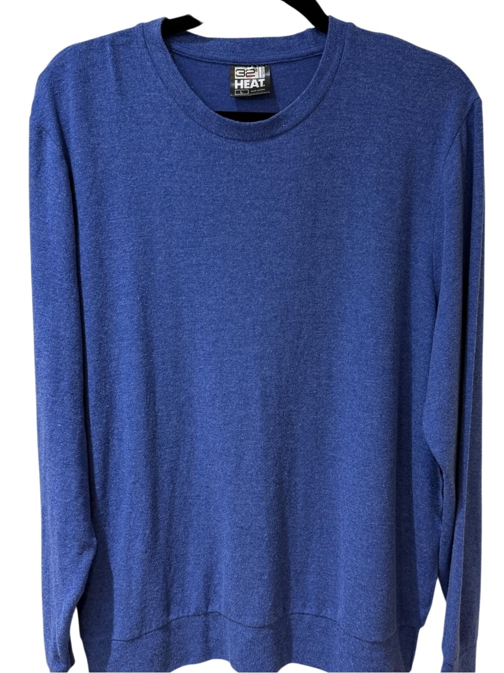 32 Degrees Men's Long-Sleeve Crew in Blue Heather NWT size large